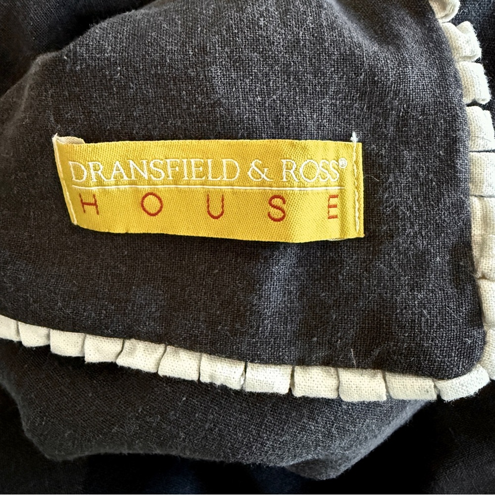 Dransfield & Ross Lancaster Linen Blend Duvet Cover Raven Full Queen Ivory Trim - Picture 8 of 14